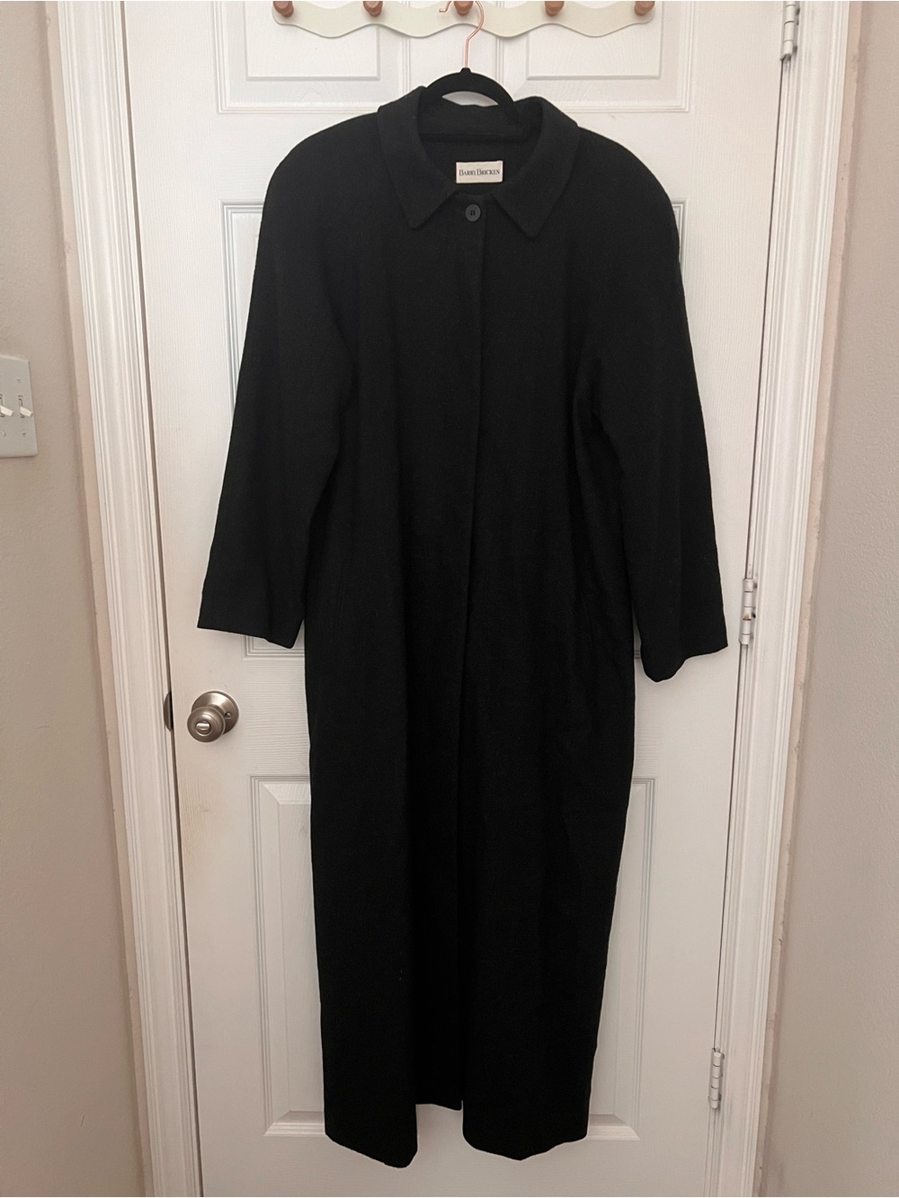 Women's Black Long Pea Coat by Barry Brocken